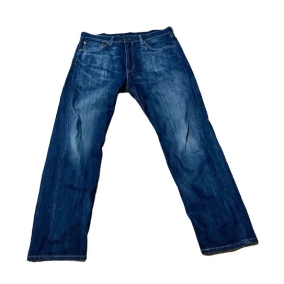 Levi's 505 Men's Medium/Dark Wash Denim Jeans Size W38 x L32 GUC - Picture 1 of 8